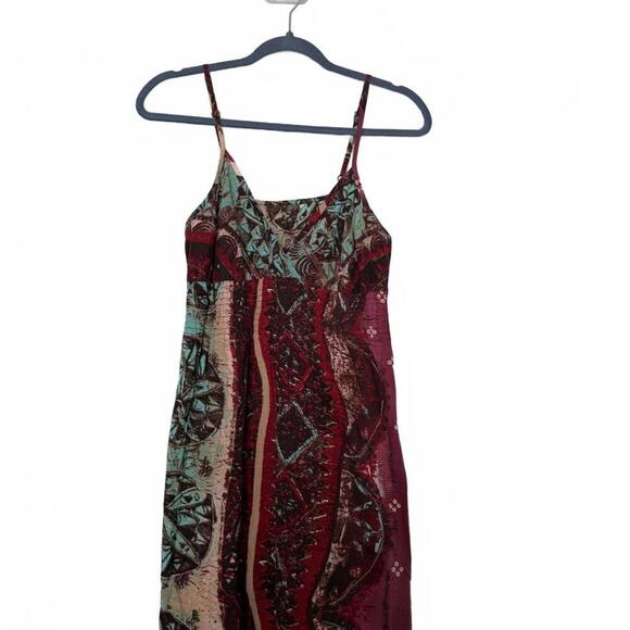 Bohemian Style Maxi Dress Spaghetti Straps Vibrant Patterns - Picture 4 of 8